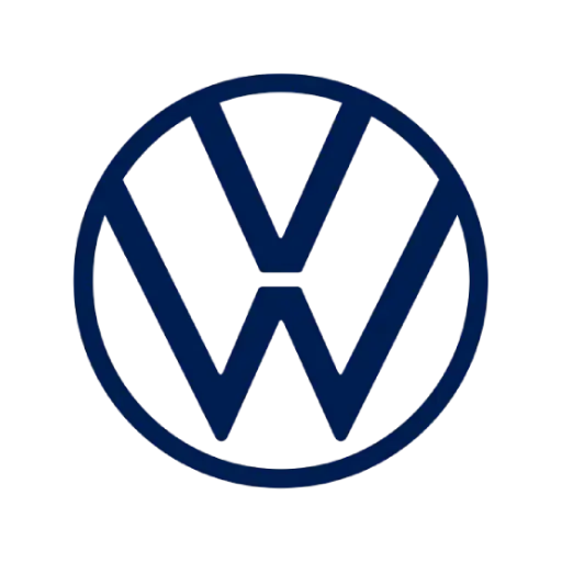 El logotipo de Volkswagen, con las letras "V" y "W" estilizadas en azul dentro de un círculo, simboliza a la famosa marca automotriz alemana.